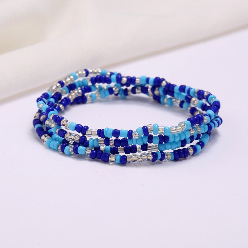 Wholesale Multi-Layer Geometric Seed Bead Plated Waist Chain