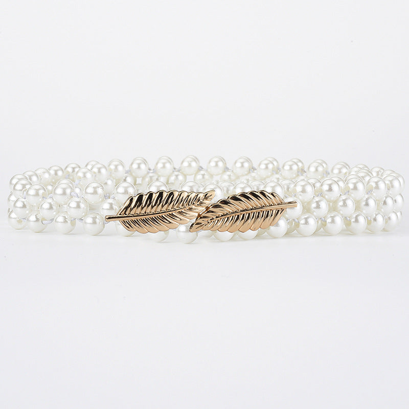 Elegant Vintage White Pearl Women's Chain Belt