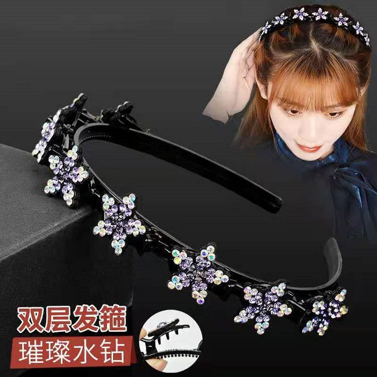 Simple Style Rhinestone Pearl Hair Band with Butterfly and Flower Design