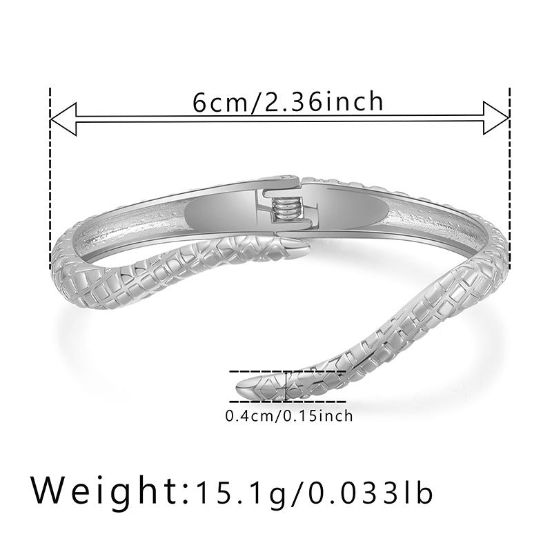 Elegant Snake Design Rhinestone Alloy Bangle Bracelet for Women