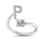 Fashion Adjustable Silver Zircon Letter Ring