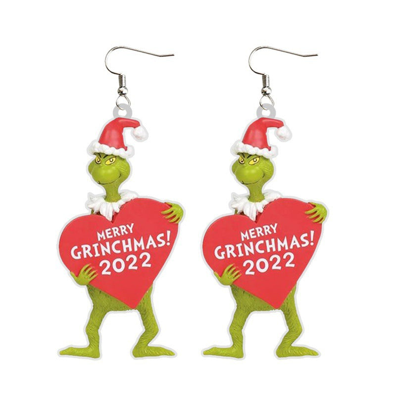 Cartoon Character Grinch Christmas Acrylic Drop Earrings