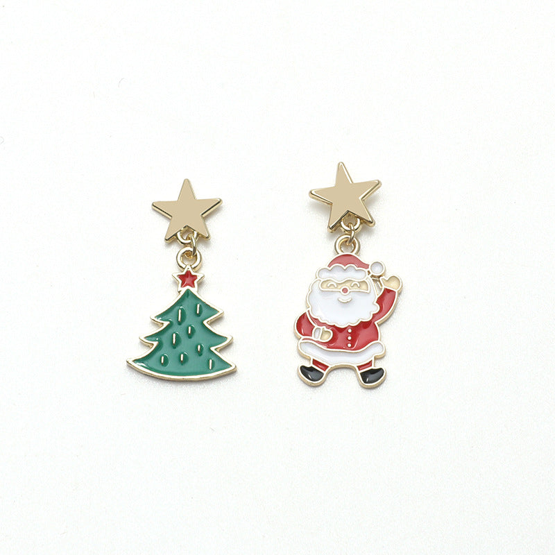 Cartoon Style Christmas Tree Santa Claus Alloy Enamel Christmas Women'S Drop Earrings