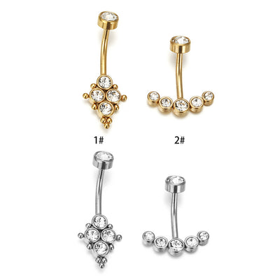 Geometric Zircon Inlay Stainless Steel Belly Ring