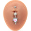 Elegant Heart Floral Zircon Belly Button Ring with Rhinestones and Gold Plating