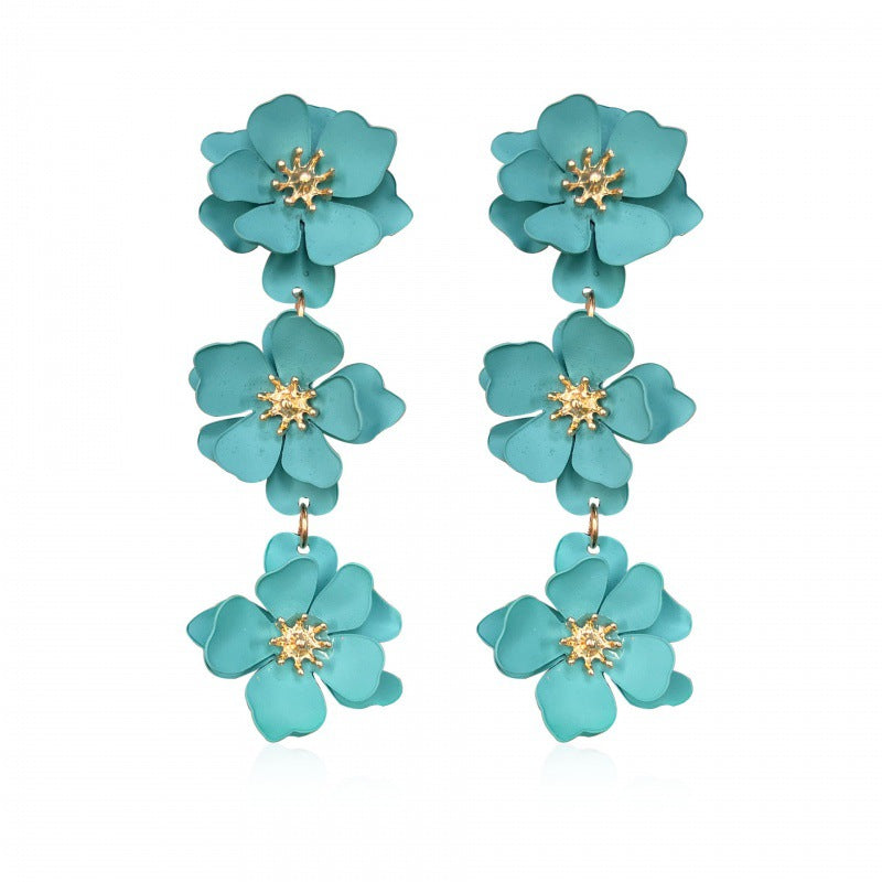 1 Pair Elegant Bohemian Simple Style Flower Plating Alloy Drop Earrings