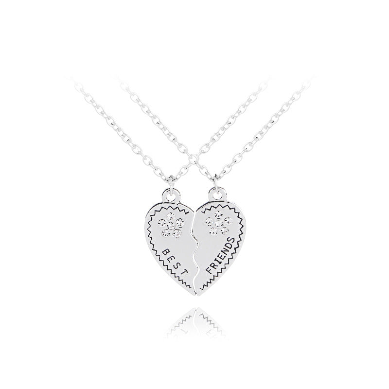 Fashion Wild Heart-Shaped Diamond Stitching Necklace for Women