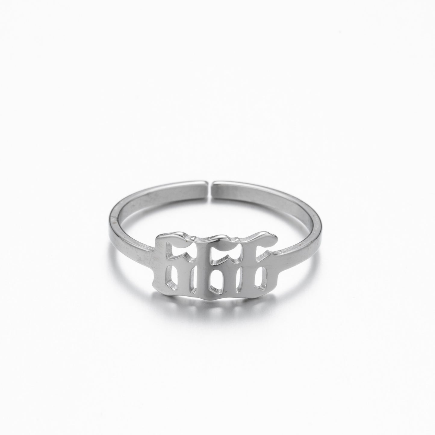 Adjustable Angel Number Stainless Steel Open Ring