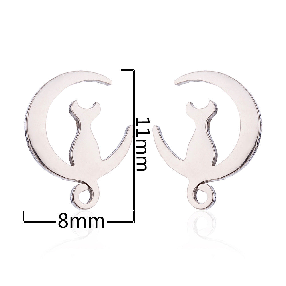 Fashion Cat Stainless Steel Plating Ear Studs 1 Pair