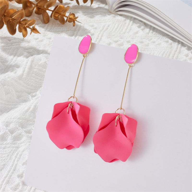 Creative Acrylic Rose Petal Earrings Fashion Earrings