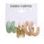 1 Set Fashion Geometric C Shape Pearl Resin Earrings Set