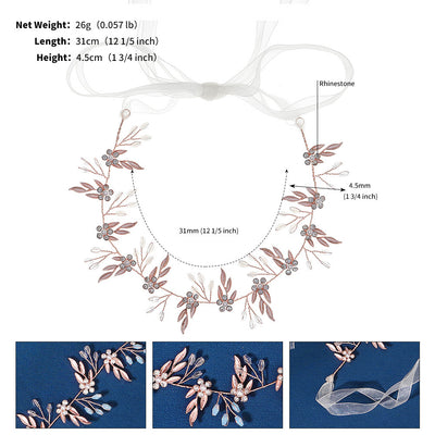 Bridal Leaf Crystal Hair Band with Handmade Jelly Rhinestones