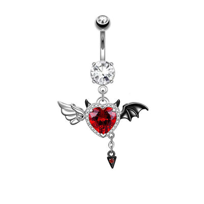 Hip-hop Punk Bat Stainless Steel Zircon Belly and Nose Ring Set