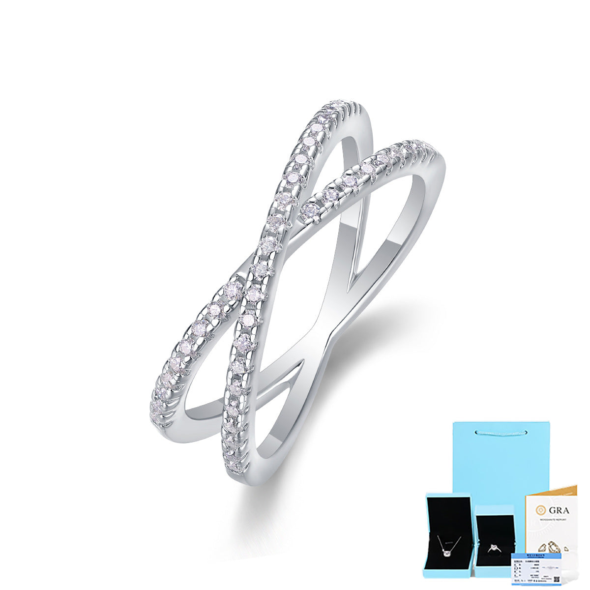 Sterling Silver Interwoven Moissanite Ring