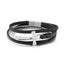 Fashion Cross Cowhide Leather Men's Bracelet with Ankh Charm