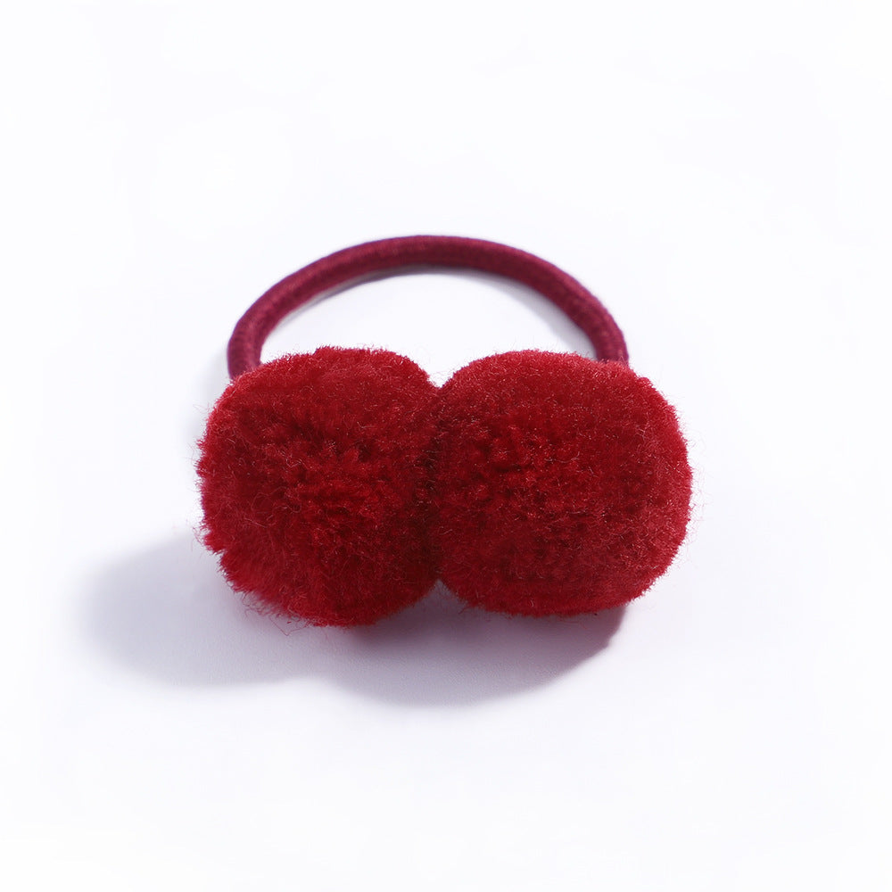 Fashion Simple Hair Ring Rubber Band with Cute Pom Pom for Kids