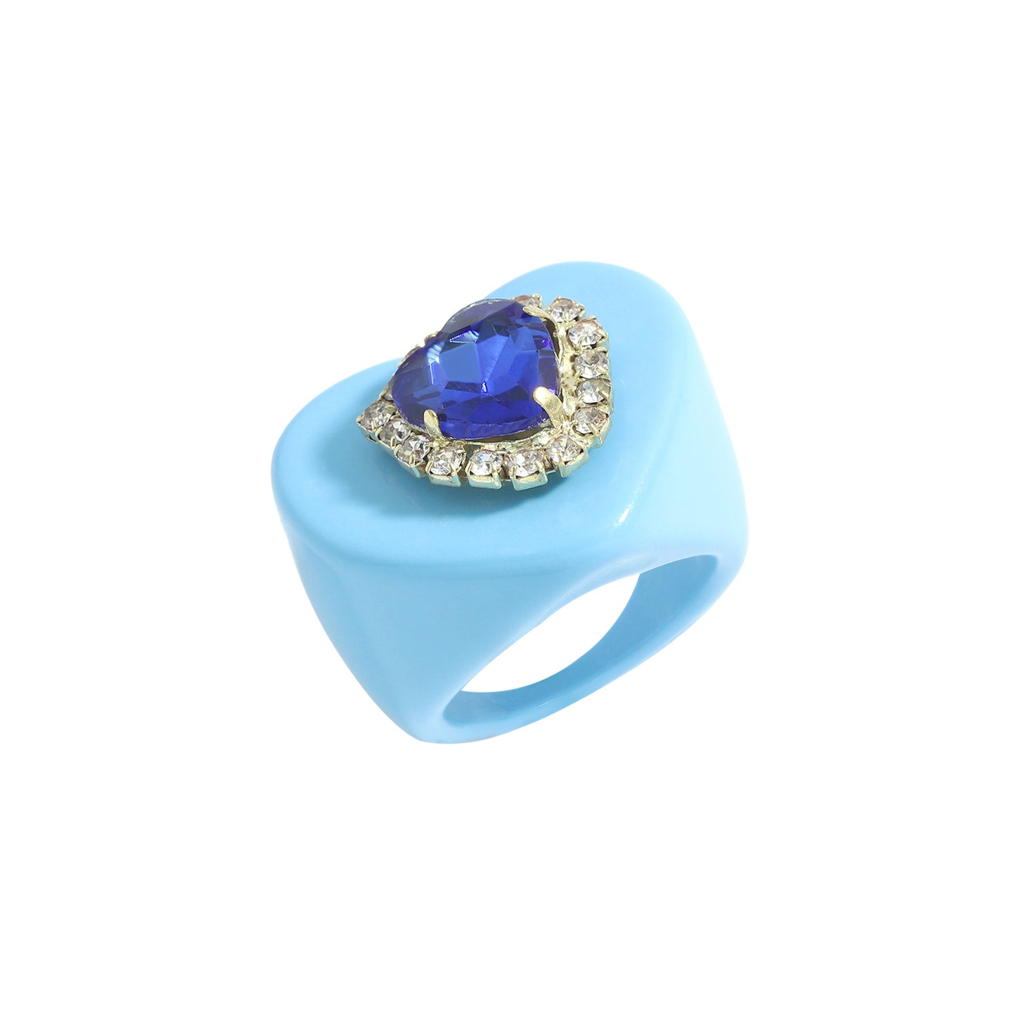 Colorful Resin Heart Diamond Ring - Simple Style Jewelry