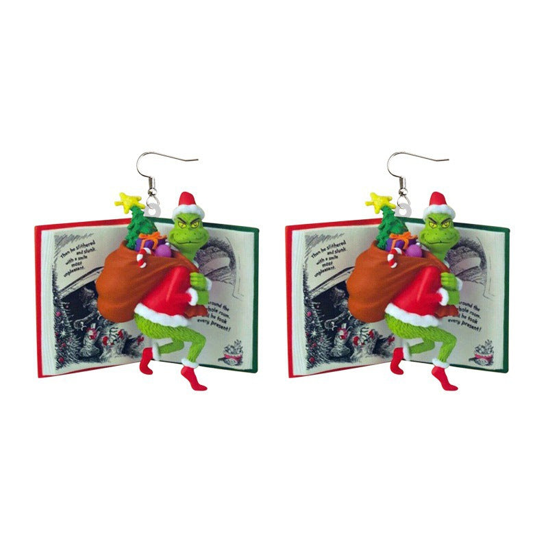 Cartoon Character Grinch Christmas Acrylic Drop Earrings