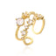 Fashion Geometric Star Moon Flower 18k Gold Plated Zircon Open Ring