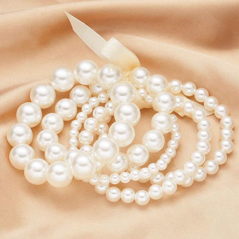 Elegant Imitation Pearl Beaded Women's Bracelet with Bungee Rope