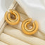 1 Pair Fashion 18K Gold Plated Stainless Steel Oval Hoop Earrings