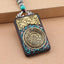 Ethnic Square Alloy Wood Pendant Necklace with Nepalese Thangka Design