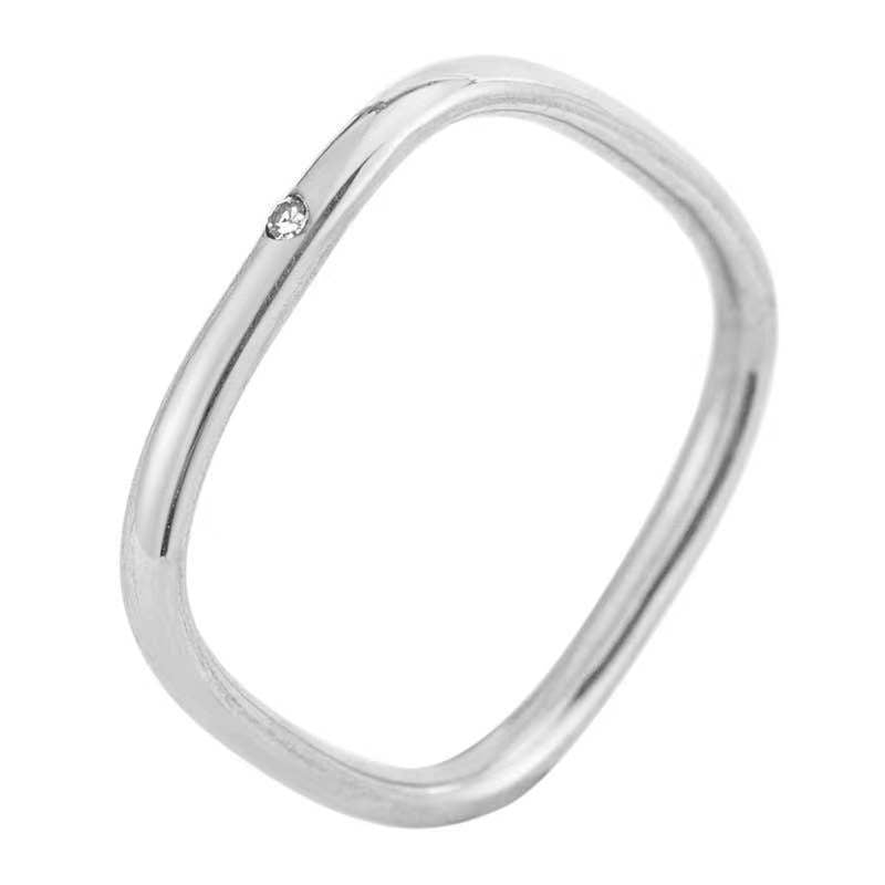 Fashion Square Diamond Stainless Steel Ring