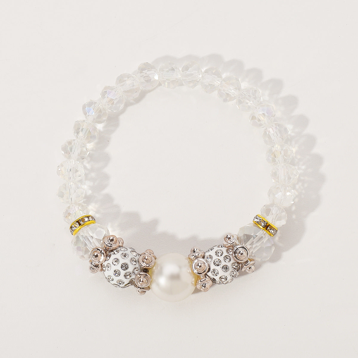 Pastoral Style Pearl and Crystal Beaded Women's Bracelet