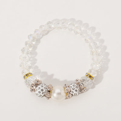 Pastoral Style Pearl and Crystal Beaded Women's Bracelet