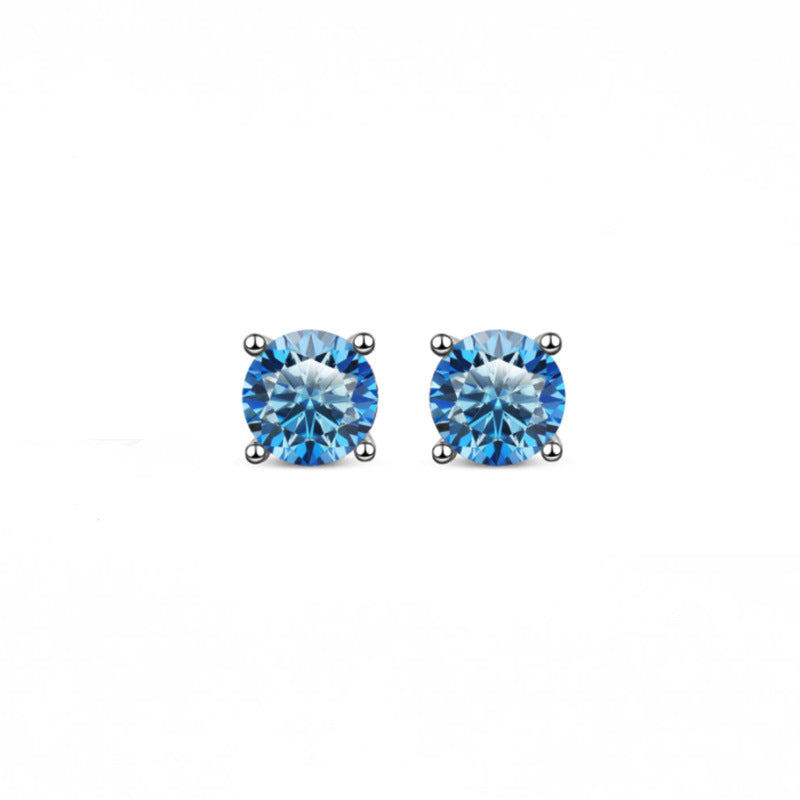 Sterling Silver Geometric Moissanite Stud Earrings with GRA Certificate