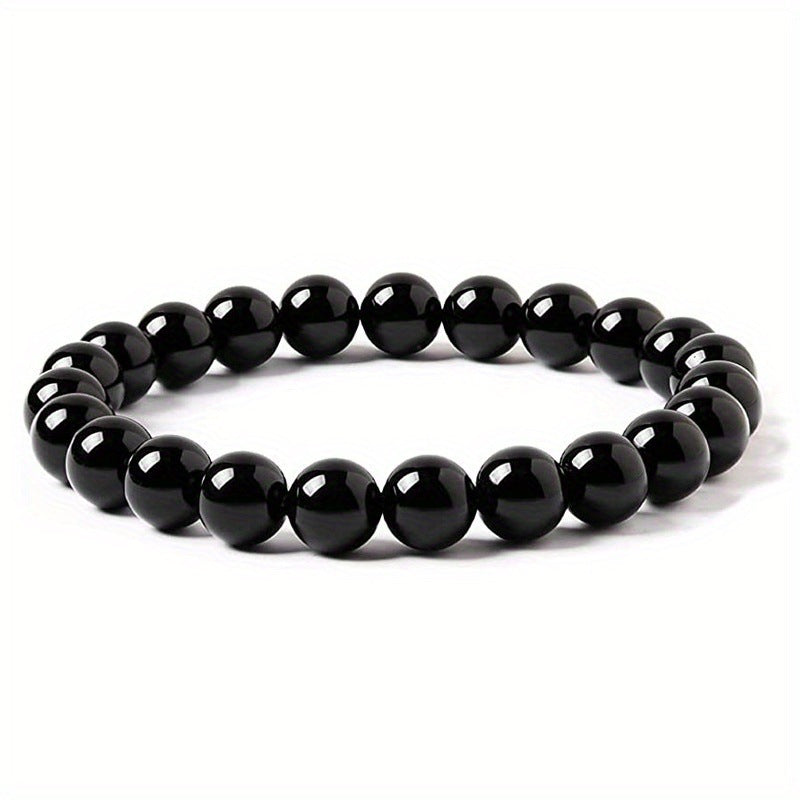 Retro Geometric Tiger Eye and Obsidian Beaded Bracelet for Men