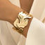 Simple Solid Color Alloy Leaf Design Open Cuff Bangle