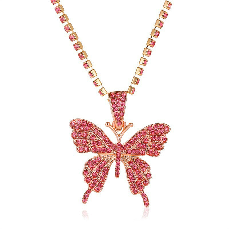 Butterfly Rhinestone Claw Chain Alloy Necklace