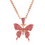 Hot Sale Butterfly Full Diamond Single Layer Claw Chain Alloy Simple And Versatile Rhinestone Clavicle Chain Necklace