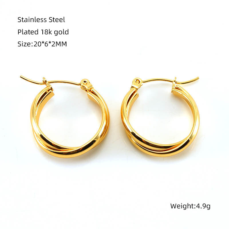 Elegant 18K Gold Plated Stainless Steel Hoop Earrings for Women