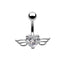 Heart Wing Zircon Navel Ring - Stainless Steel & Gold/Silver Plated