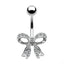 Elegant Tropical Heart Bow Knot Rhinestone Belly Button Ring