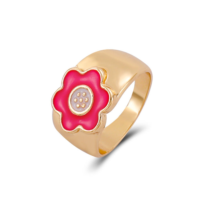 Fashion Heart Smiley Flower Geometric Alloy Ring