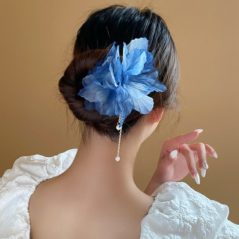 Chinoiserie Flower & Phoenix Lotus Tassel Hairpin for Hanfu