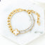 Retro Geometric Stainless Steel Gold Plated Bracelet with Artificial Pearls, Shell, and Zircon Accents