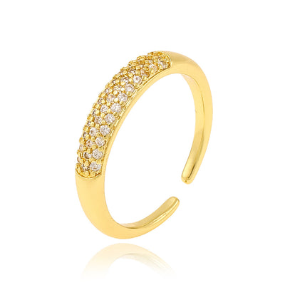 18K Gold Plated Geometric Pearl Zircon Open Ring