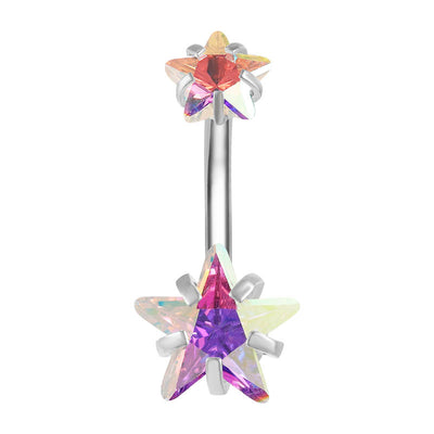 Modern Pentagram Zircon Inlay Stainless Steel Belly Ring