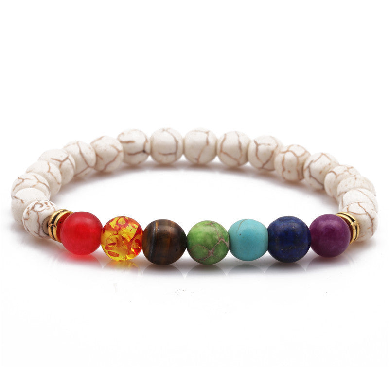 Fashion Multicolor Lava Stone & White Agate Beaded Bracelets