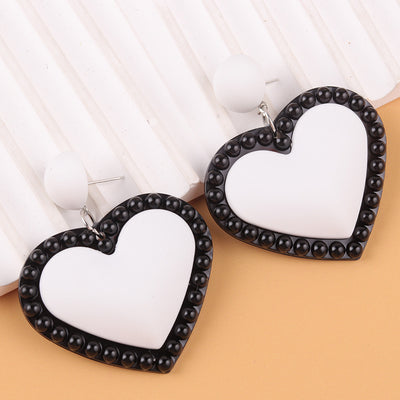 Retro Heart Shape Acrylic Candy Color Drop Earrings