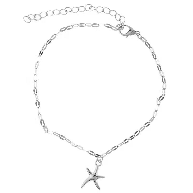 Simple Alloy Starfish Pendant Anklet for Women