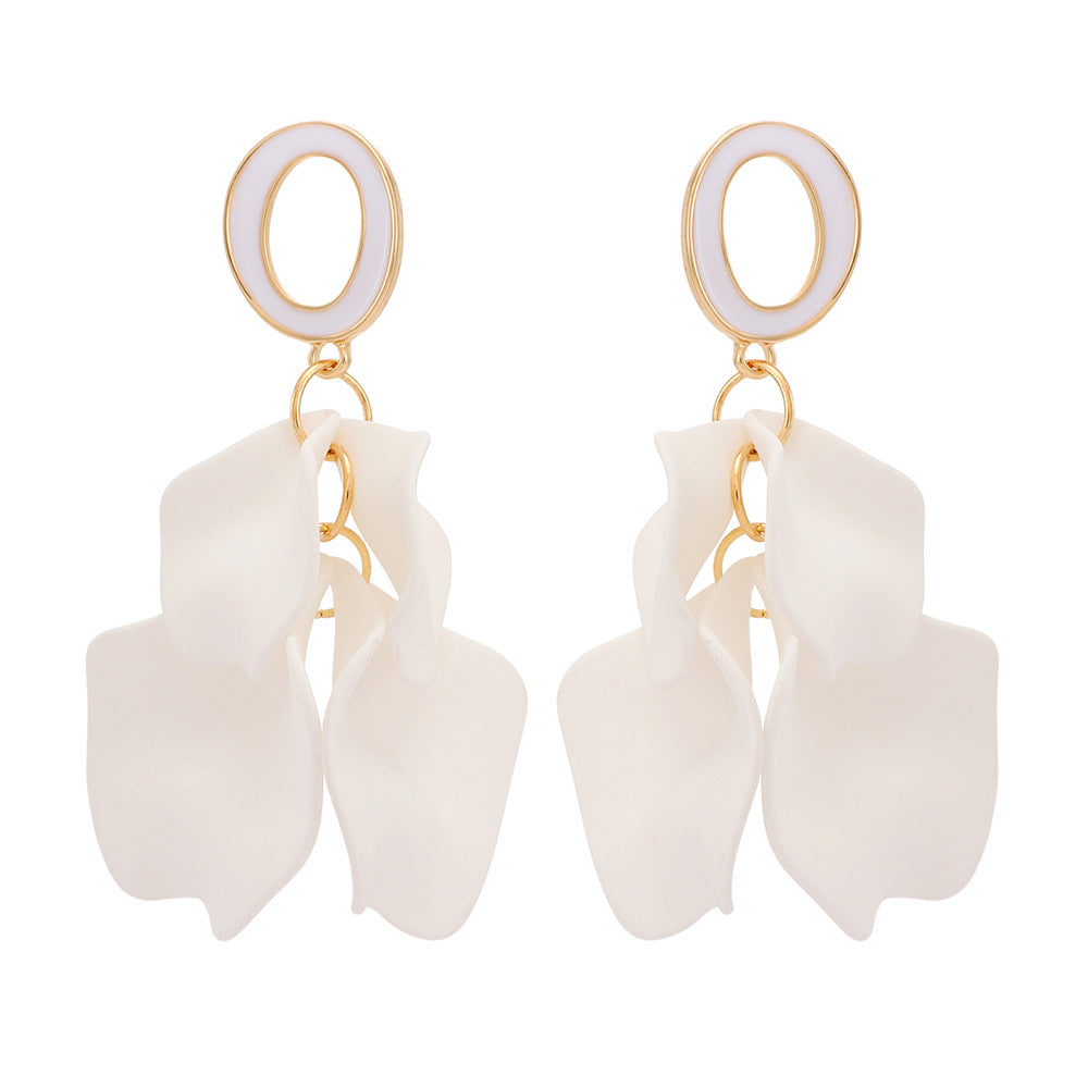 Elegant Petal Zinc Alloy Acrylic Dangle Earrings