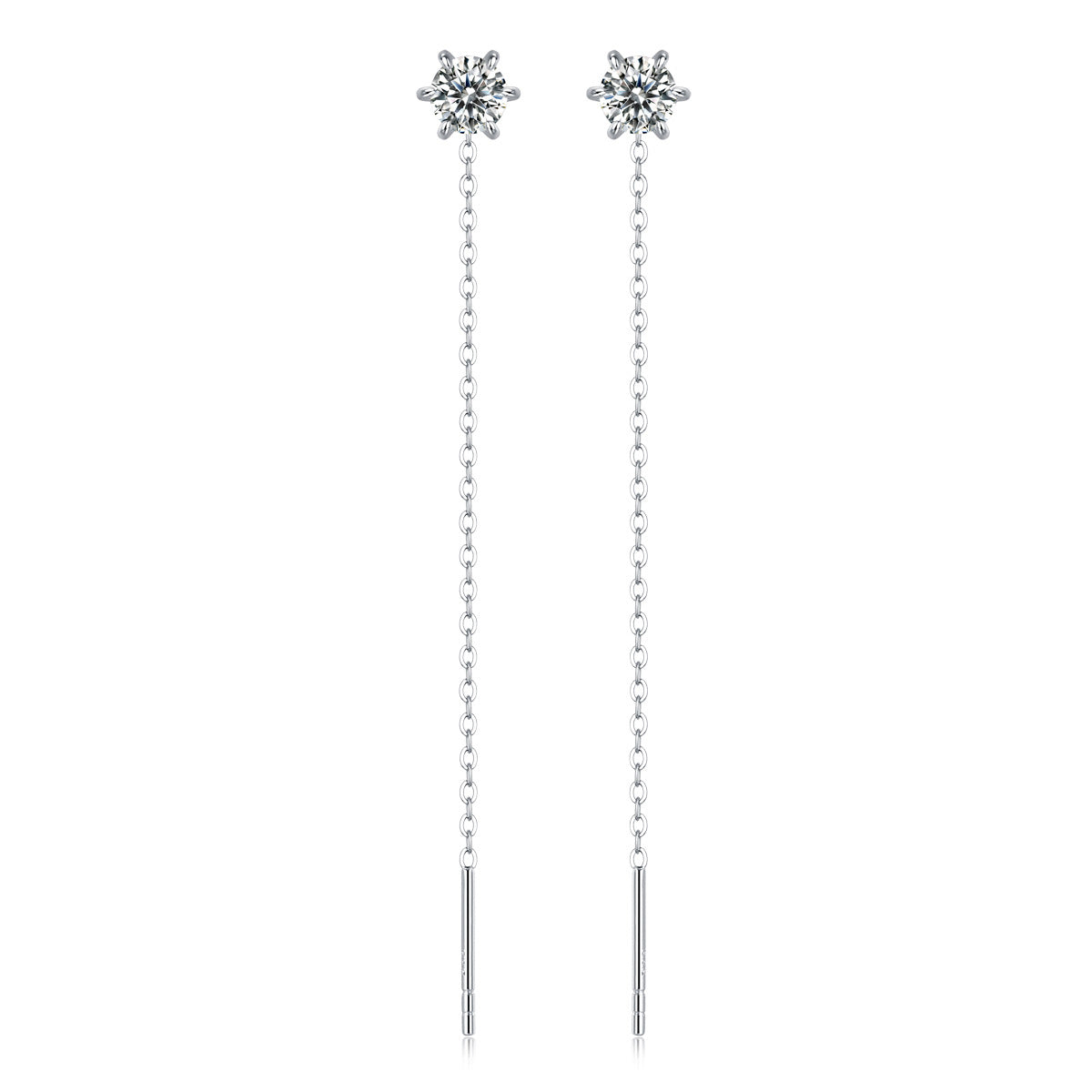 1 Pair Geometric Inlay Sterling Silver Moissanite Tassel Drop Earrings