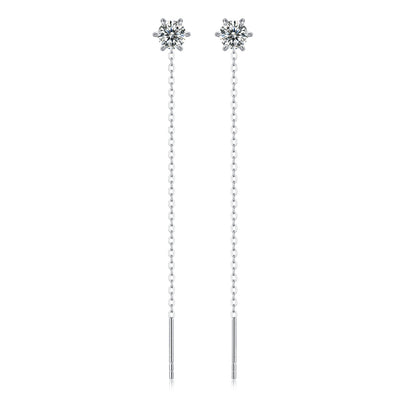 1 Pair Geometric Inlay Sterling Silver Moissanite Tassel Drop Earrings