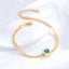 Vintage Rectangle Titanium Steel 24K Gold Plated Emerald Zircon Bracelet