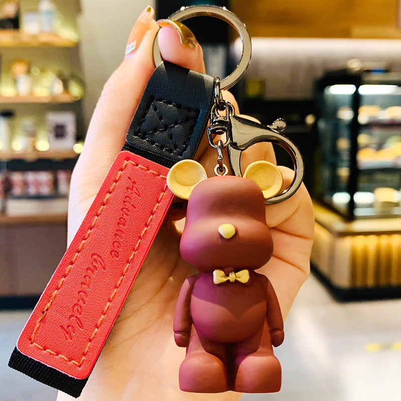 Cartoon Bear Resin Keychain Pendant - Nordic Style Cute Couple Bag Charm